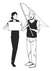 socil ctivity public protest blck white