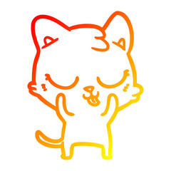 warm gradient line drawing cartoon cat
