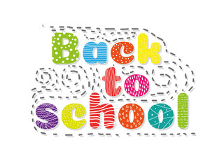 beautiful bright graphic background with text pattern back to school on white background