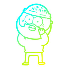 cold gradient line drawing cartoon bearded man
