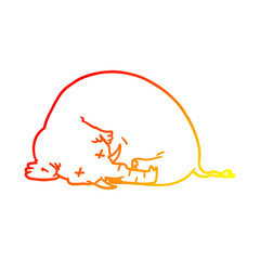 warm gradient line drawing cartoon dead mammoth