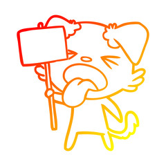 warm gradient line drawing cartoon disgusted dog