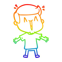 rainbow gradient line drawing cartoon excited man