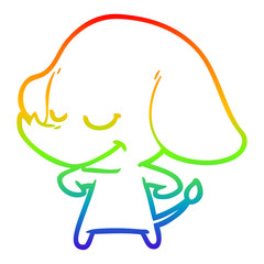 rainbow gradient line drawing cartoon smiling elephant