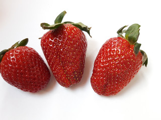 fresh strawberries isolated on white background