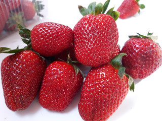 strawberries on white background