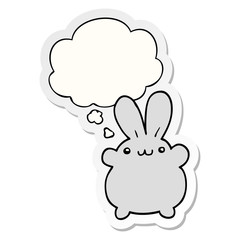 cartoon rabbit and thought bubble as a printed sticker