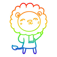 rainbow gradient line drawing cartoon lion