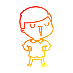 warm gradient line drawing cartoon happy boy
