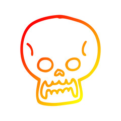 warm gradient line drawing cartoon halloween skull