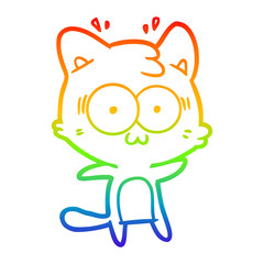 rainbow gradient line drawing cartoon surprised cat