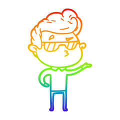 rainbow gradient line drawing cartoon cool guy
