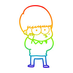 rainbow gradient line drawing nervous cartoon boy