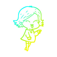 cold gradient line drawing happy cartoon girl