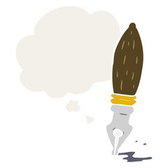 cartoon pen and thought bubble in retro style