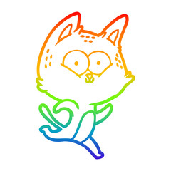rainbow gradient line drawing cartoon cat running