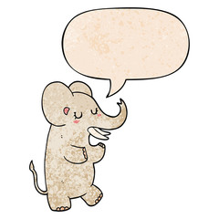 cartoon elephant and speech bubble in retro texture style