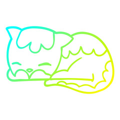 cold gradient line drawing cartoon cat sleeping