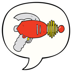 cartoon ray gun and speech bubble