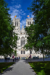 Fototapeta premium The St. Michael and St. Gudula Cathedral in Brussels, Belgium, Europe.