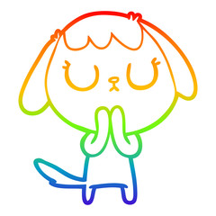 rainbow gradient line drawing cute cartoon dog