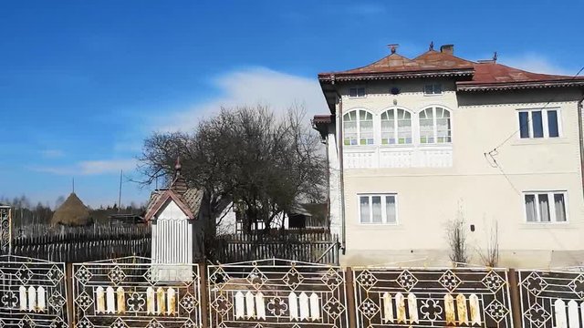 Short clip of the view from a car whilst driving through a Romanian Village