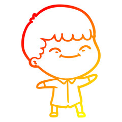 warm gradient line drawing cartoon happy boy