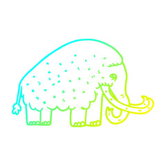 cold gradient line drawing cartoon mammoth