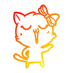 warm gradient line drawing cartoon cat