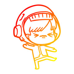 warm gradient line drawing cartoon astronaut woman