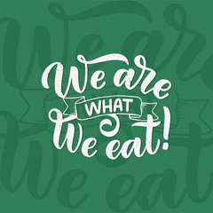 Healthy food lettering for banner design. Organic nutrition eco product. Vector