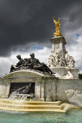 Nautical theme of Victoria Memorial monument to Queen Victoria and fountain at the Mall Buckingham...