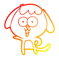 warm gradient line drawing cute cartoon dog