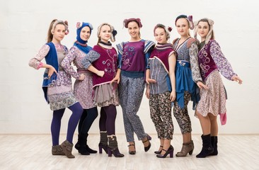 Fototapeta premium Girls in original costumes isolated portrait