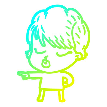 recommend clip art: cold gradient line drawing cartoon woman with eyes shut