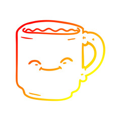 warm gradient line drawing cartoon coffee mug