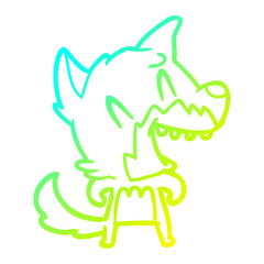 cold gradient line drawing laughing fox cartoon