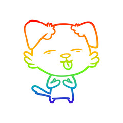Obraz premium rainbow gradient line drawing cartoon dog sticking out tongue