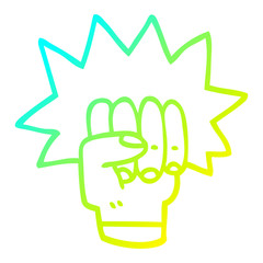 cold gradient line drawing cartoon punching fist