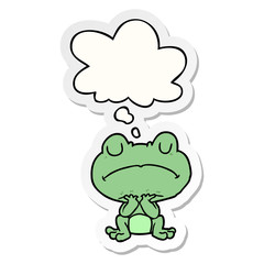 cartoon frog and thought bubble as a printed sticker