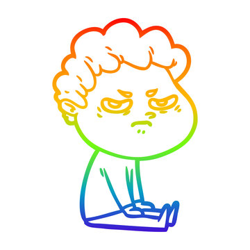 recommend clip art: rainbow gradient line drawing cartoon angry man