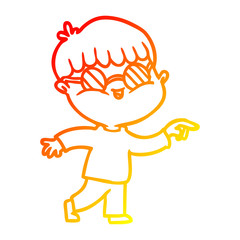 warm gradient line drawing cartoon boy wearing spectacles