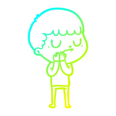 cold gradient line drawing cartoon grumpy boy