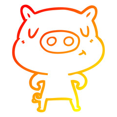 warm gradient line drawing cartoon content pig