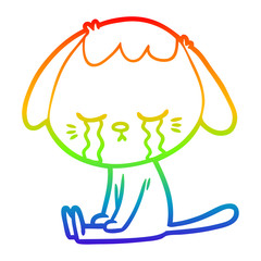 rainbow gradient line drawing cartoon dog