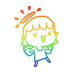 rainbow gradient line drawing cute angel