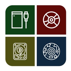 Set of dvd icons such as Hard drive, Compact disc, Hard disk, Disc , dvd