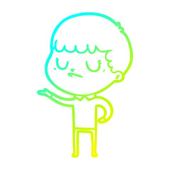 cold gradient line drawing cartoon grumpy boy