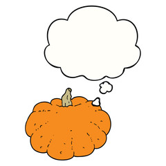cartoon pumpkin and thought bubble