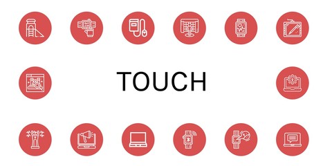 Set of touch icons such as Slide, Smartwatch, Ebook, Interactive, Graphic tablet, Stun gun, Laptop , touch